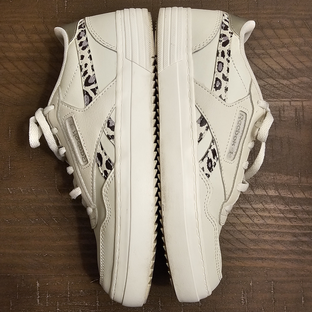Reebok Classic Leather Sneaker with Leopard Accent - Ivory/white And Silver